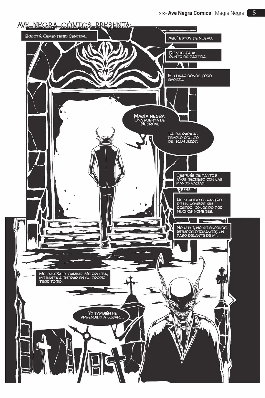 Primera página de Ave Negra Cómics