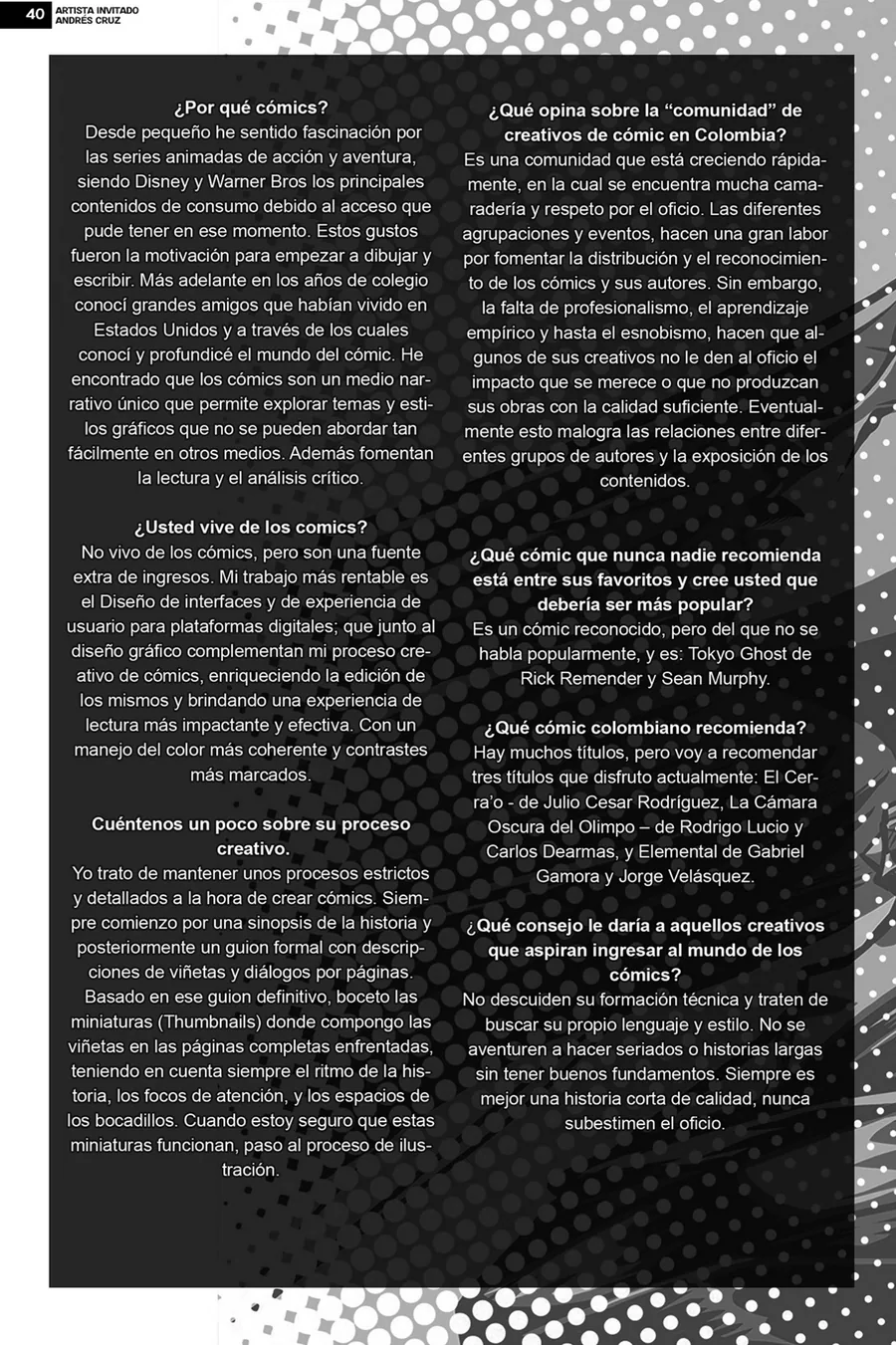 Primera página de Artista invitado: Andrés Cruz