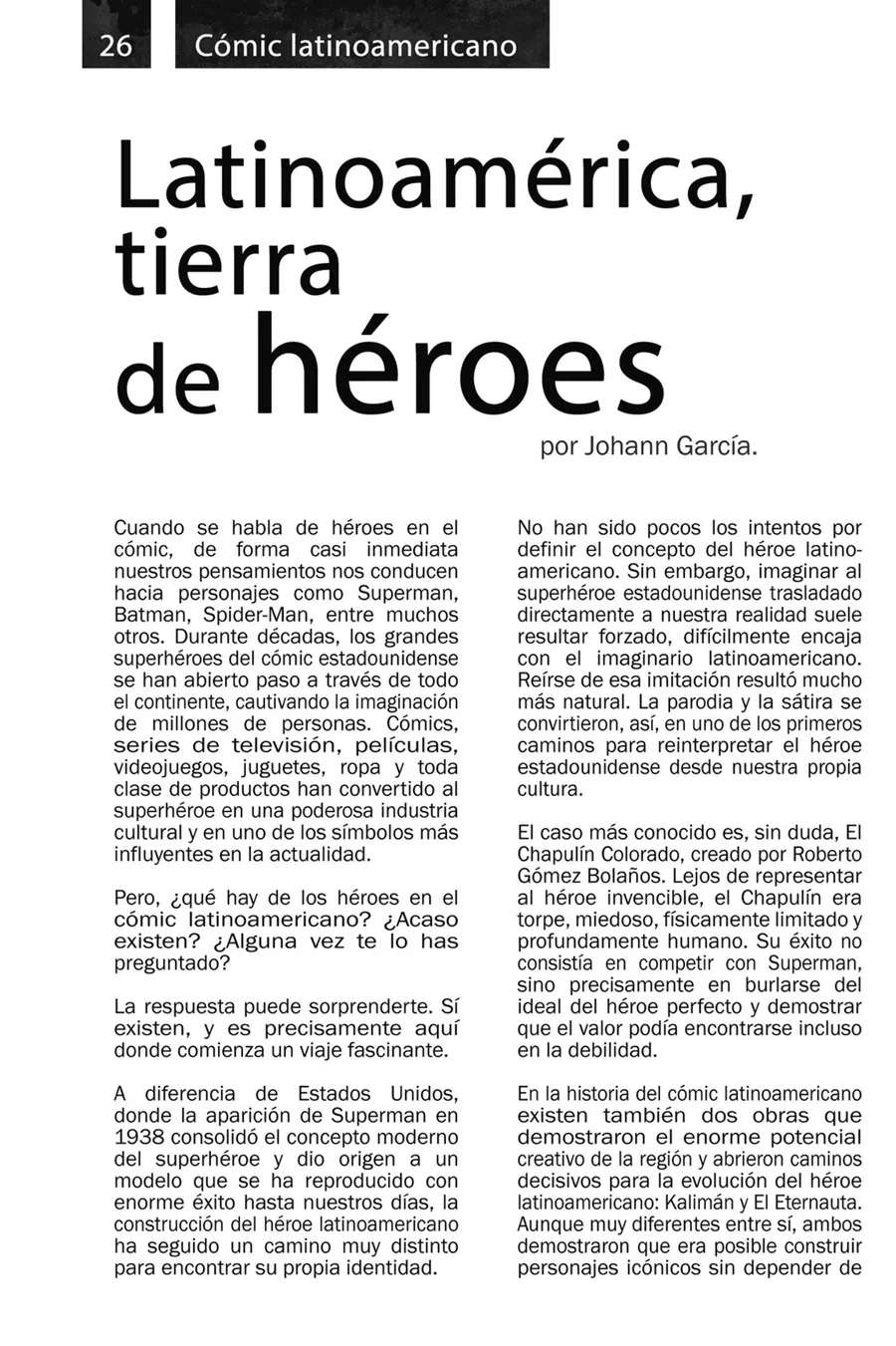 Primera página de Latinoamérica, tierra de héroes